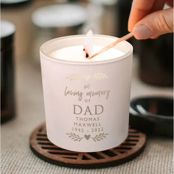 Lighting a candle to honor father's day for a dad in heaven