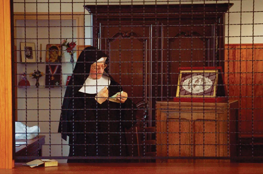 Mother Colette demonstrates the making of Point de France lace. Photo by Gaelle Didillion