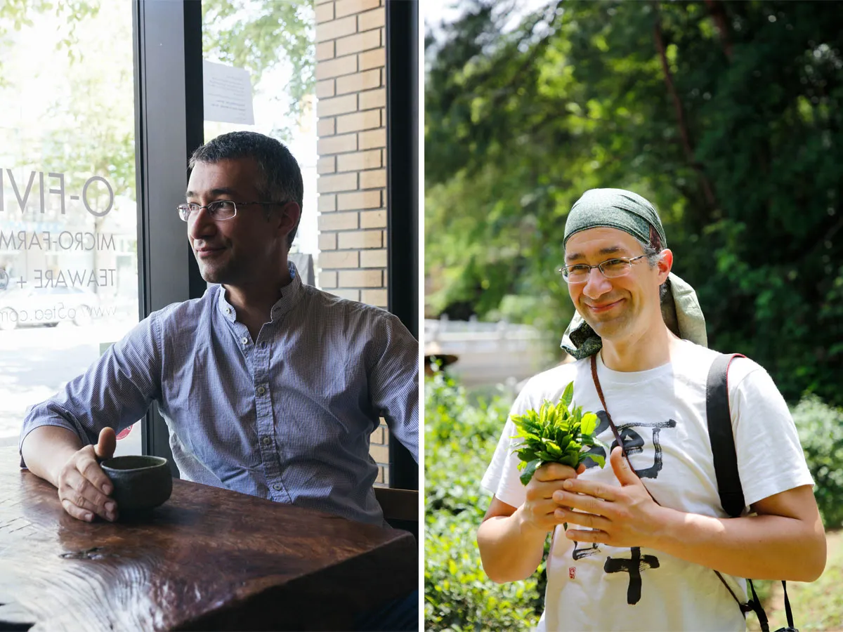 Pedro Villalon standing amidst a tea plantation with a contemplative expression