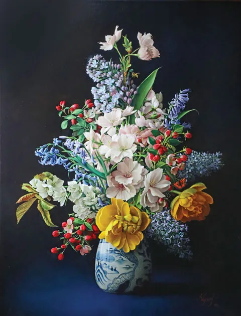 Spring Time Explosion, oil on panel flower painting by Pieter Wagemans